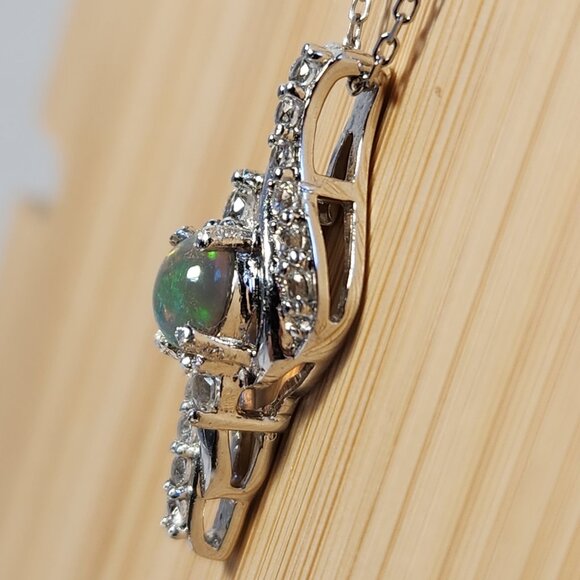 NIB VTG 925 5mm Real / Natural Ethiopian Fire Opal Pendant Necklace 16" - Picture 3 of 14